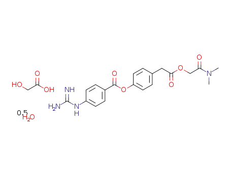 N,N-dimethyl-carbamoylmethyl p-(p-guanidinobenzoyloxy)phenylacetate glycolate hemihydrate