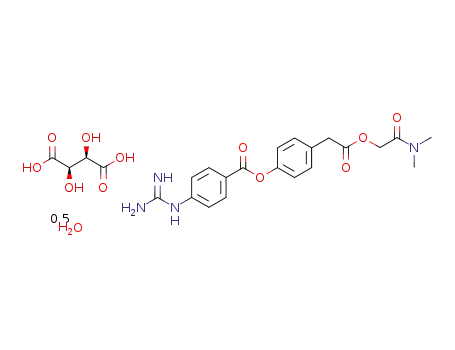 N,N-dimethyl-carbamoylmethyl p-(p-guanidinobenzoyloxy)phenylacetate hydrogentartrate hemihydrate