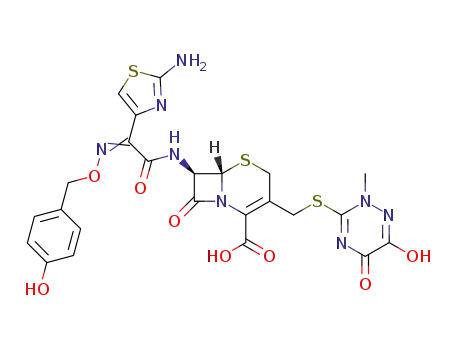 7β-[2-(2-Aminothiazol-4-yl)-2-(4-hydroxybenzyloxyimino)acetamido]-3-[(2,5-dihydro-6-hydroxy-2-methyl5-oxo-1,2,4-triazin-3-yl)thiomethyl]-3-cephem-4carboxylic acid