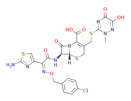 7β-[2-(2-Aminothiazol-4-yl)-2-(4-chlorobenzyloxyimino)acetamido]-3-[(2,5-dihydro-6-hydroxy-2-methyl-5-oxo-1,2,4-triazin-3-yl)thiomethyl]-3-cephem-4-carboxylic acid