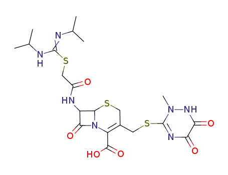 7-(α-((N,N'-diisopropylamidino)thio)acetylamino)-3-(((1,2,5,6-tetrahydro-2-methyl-5,6-dioxo-1,2,4-triazin-3-yl)thio)methyl) cephalosporanic acid