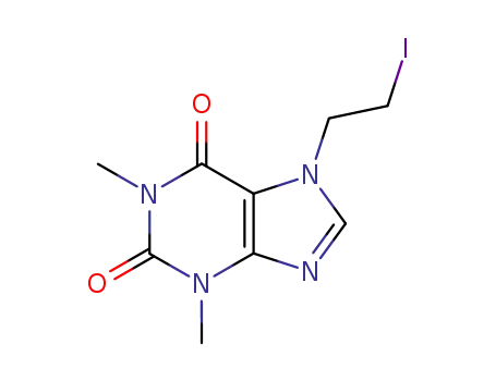 Molecular Structure of 65919-56-4 (1H-Purine-2,6-dione, 3,7-dihydro-7-(2-iodoethyl)-1,3-dimethyl-)