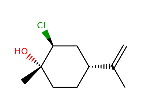 Molecular Structure of 521925-06-4 (Cyclohexanol, 2-chloro-1-methyl-4-(1-methylethenyl)-, (1S,2S,4R)-)