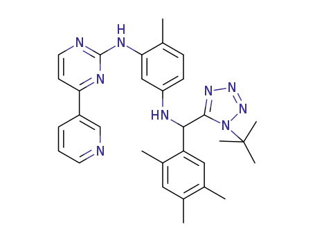 N1-[(1-(tert-butyl)-1H-tetrazol-5-yl)(2,4,5-trimethylphenyl)methyl]-4-methyl-N3-[4-(pyridin-3-yl)pyrimidin-2-yl]-benzene-1,3-diamine