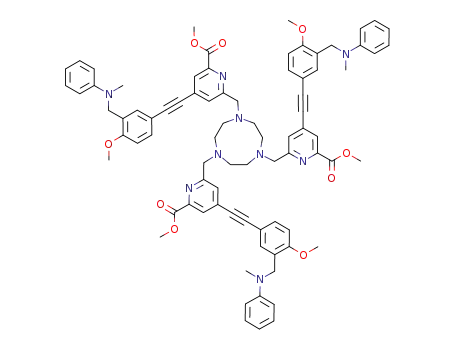 trimethyl 6,6’,6’’-((1,4,7-triazacyclononane-1,4,7-triyl)tris(methylene))tris(4-((4-methoxy-3-((methyl(phenyl)amino)methyl)phenyl)ethynyl)picolinate)