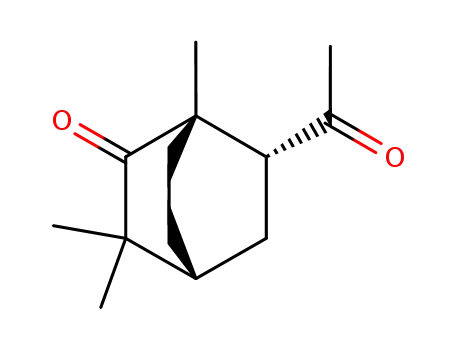 Molecular Structure of 132152-67-1 (Bicyclo[2.2.2]octanone, 6-acetyl-1,3,3-trimethyl-, (1S,4R,6R)-)