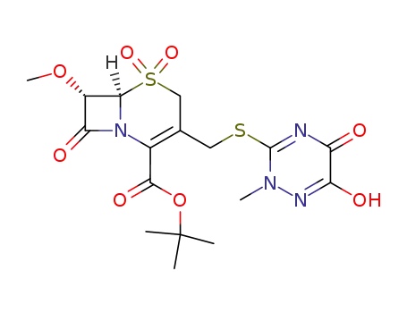 1,1-dimethylethyl 7α-methoxy-3-{[(1,2,5,6-tetrahydro-5,6-dioxo-2-methyl-as-triazin-3-yl)thio]methyl}-8-oxo-5-thia-1-azabicyclo[4.2.0]oct-2-ene-2-carboxylate 5,5-dioxide