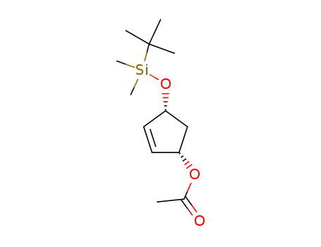 Molecular Structure of 103729-50-6 (2-Cyclopenten-1-ol, 4-[[(1,1-dimethylethyl)dimethylsilyl]oxy]-, acetate,
(1S,4R)-)