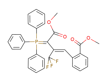 Molecular Structure of 135582-19-3 (Benzoic acid,
2-[4-methoxy-4-oxo-2-(trifluoromethyl)-3-(triphenylphosphoranylidene)-1
-butenyl]-, methyl ester, (E)-)