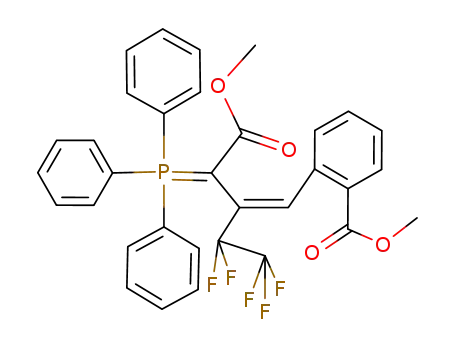 Molecular Structure of 135582-38-6 (Benzoic acid,
2-[4-methoxy-4-oxo-2-(pentafluoroethyl)-3-(triphenylphosphoranylidene)
-1-butenyl]-, methyl ester, (Z)-)