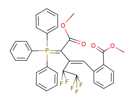 Molecular Structure of 135582-24-0 (Benzoic acid,
2-[4-methoxy-4-oxo-2-(pentafluoroethyl)-3-(triphenylphosphoranylidene)
-1-butenyl]-, methyl ester, (E)-)