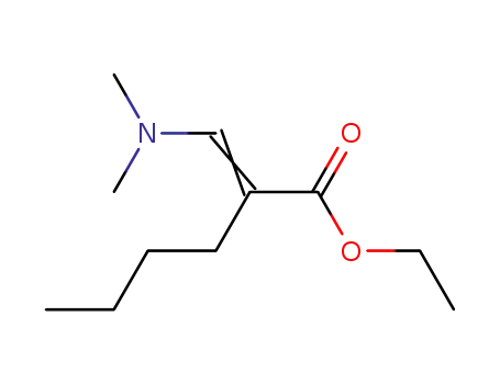Molecular Structure of 97391-34-9 (Hexanoic acid, 2-[(dimethylamino)methylene]-, ethyl ester)