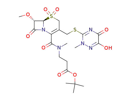 3-{[(6R,7S)-3-(6-Hydroxy-2-methyl-5-oxo-2,5-dihydro-[1,2,4]triazin-3-ylsulfanylmethyl)-7-methoxy-5,5,8-trioxo-5λ6-thia-1-aza-bicyclo[4.2.0]oct-2-ene-2-carbonyl]-methyl-amino}-propionic acid tert-butyl ester