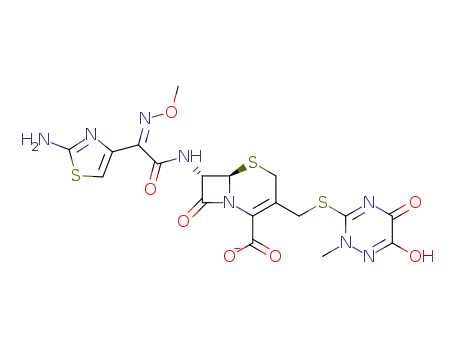 (6R,7S)-7-{2-(2-Amino-thiazol-4-yl)-2-[(Z)-methoxyimino]-acetylamino}-3-(6-hydroxy-2-methyl-5-oxo-2,5-dihydro-[1,2,4]triazin-3-ylsulfanylmethyl)-8-oxo-5-thia-1-aza-bicyclo[4.2.0]oct-2-ene-2-carboxylic acid anion