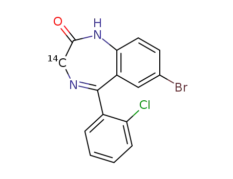 3-[14C]-7-bromo-5-(o-chlorophenyl)-1,2-dihydro-3H-1,4-benzodiazepin-2-one