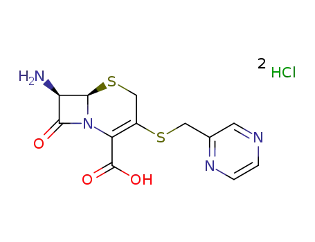 7β-amino-3-[(pyrazin-2-yl)methylthio]-3-cephem-4-carboxylic acid dihydrochloride