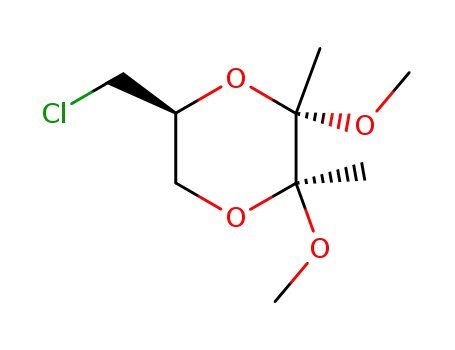 Molecular Structure of 371160-90-6 (1,4-Dioxane, 5-(chloromethyl)-2,3-dimethoxy-2,3-dimethyl-, (2S,3S,5S)-)