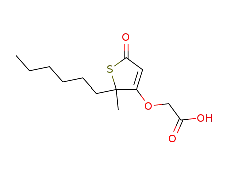 Molecular Structure of 646517-54-6 (Acetic acid, [(2-hexyl-2,5-dihydro-2-methyl-5-oxo-3-thienyl)oxy]-)