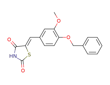 Molecular Structure of 911714-25-5 (2,4-Thiazolidinedione,
5-[[3-methoxy-4-(phenylmethoxy)phenyl]methylene]-, (5Z)-)