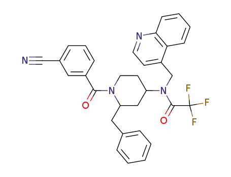 (2R*,4S*)-2-benzyl-1-(3-cyanobenzoyl)-N-(4-quinolylmethyl)-N-trifluoroacetyl-4-piperidinamine