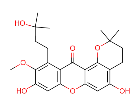 5,9-Dihydroxy-11-(3-hydroxy-3-methylbutyl)-10-methoxy-2,2-dimethy l-3,4-dihydro-2H,12H-pyrano[2,3-a]xanthen-12-one