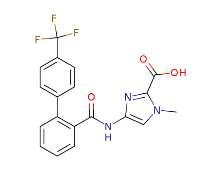 Molecular Structure of 486437-06-3 (1H-Imidazole-2-carboxylic acid,
1-methyl-4-[[[4'-(trifluoromethyl)[1,1'-biphenyl]-2-yl]carbonyl]amino]-)