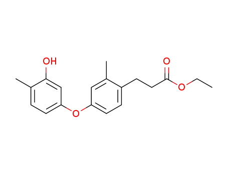 Molecular Structure of 850793-73-6 (Benzenepropanoic acid, 4-(3-hydroxy-4-methylphenoxy)-2-methyl-, ethyl
ester)