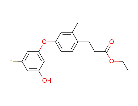 Molecular Structure of 850793-29-2 (Benzenepropanoic acid, 4-(3-fluoro-5-hydroxyphenoxy)-2-methyl-, ethyl
ester)