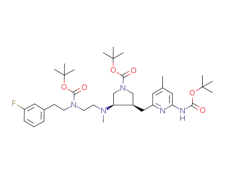 (+/-)-tert-butyl 3-((2'-[tert-butoxycarbonyl(3''-fluorophenethyl)amino]ethyl)(methyl)amino)-4-([6'-(tert-butoxycarbonylamino)-4'-methylpyridin-2'-yl]methyl)-pyrrolidine-1-carboxylate