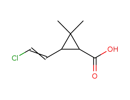 Molecular Structure of 60310-82-9 (Cyclopropanecarboxylic acid, 3-(2-chloroethenyl)-2,2-dimethyl-)