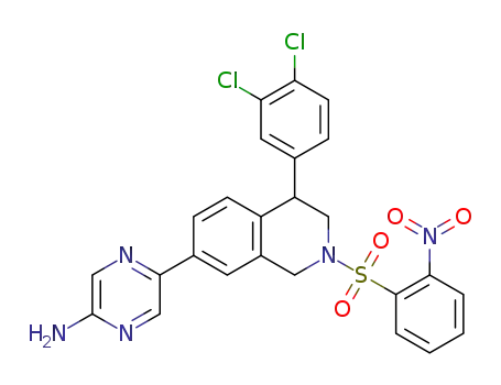 5-(4-(3,4-dichlorophenyl)-2-(2-nitrophenylsulfonyl)-1,2,3,4-tetrahydroisoquinolin-7-yl)pyrazin-2-amine