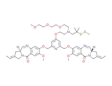 4-{2-[{2-[2-(2-methoxy-ethoxy)-ethoxy]-ethyl}-(2-methyl-2-methyldisulfanyl-propyl)-amino]-ethoxy}-2,6-bis-[(S)-2-eth-(E)-ylidene-7-methoxy-1,2,3,11a-tetrahydropyrrolo[2,1c][1,4]benzodiazepin-5-one-8-yloxymethyl]-pyridine