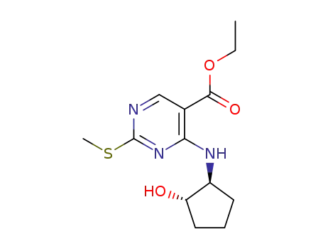 ethyl 4-((1S,2S)-2-hydroxycyclopentylamino)-2-(methylthio)-pyrimidine-5-carboxylate
