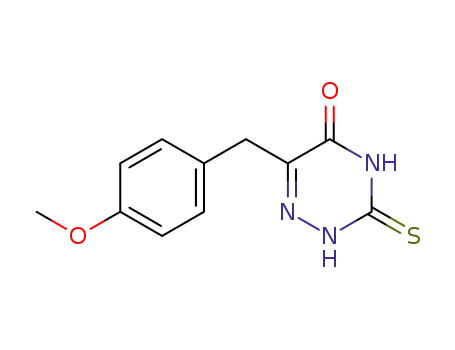 Molecular Structure of 112517-73-4 (1,2,4-Triazin-5(2H)-one,
3,4-dihydro-6-[(4-methoxyphenyl)methyl]-3-thioxo-)