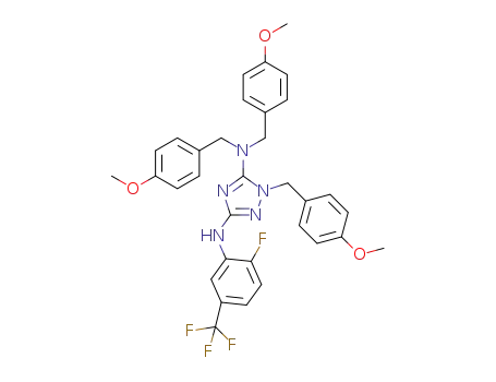 N3-(2-fluoro-5-trifluoromethylphenyl)-1,N5,N5-tris(4-methoxybenzyl)-1H-[1,2,4]triazole-3,5-diamine
