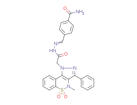 4-((2-(2-(4-methyl-5,5-dioxido-3-phenylbenzo[e]pyrazolo[4,3-c][1,2]thiazin-1(4H)-yl)acetyl)hydrazono)methyl)benzamide