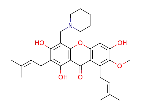 1,3,6-trihydroxy-7-methoxy-2,8-bis(3-methylbut-2-en-1-yl)-4-(piperidin-1-ylmethyl)-9H-xanthen-9-one