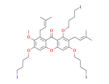 1,3,6-tris(4-iodobutoxy)-7-methoxy-2,8-bis(3-methylbut-2-en-1-yl)-9H-xanthen-9-one