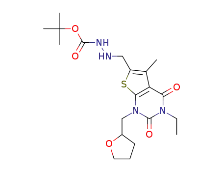 tert-butyl 2-{[3-ethyl-5-methyl-2,4-dioxo-1-(tetrahydrofuran-2-ylmethyl)-1,2,3,4-tetrahydrothieno[2,3-d]pyrimidin-6-yl]methyl}hydrazinecarboxylate