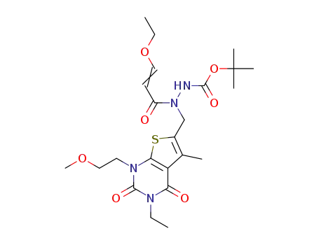 tert-butyl 2-(3-ethoxyprop-2-enoyl)-2-{[3-ethyl-1-(2-methoxyethyl)-5-methyl-2,4-dioxo-1,2,3,4-tetrahydrothieno[2,3-d]pyrimidin-6-yl]methyl}hydrazinecarboxylate