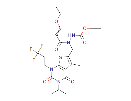 tert-butyl 2-(3-ethoxyprop-2-enoyl)-2-{[3-isopropyl-5-methyl-2,4-dioxo-1-(3,3,3-trifluoropropyl)-1,2,3,4-tetrahydrothieno[2,3-d]pyrimidin-6-yl]methyl}hydrazinecarboxylate
