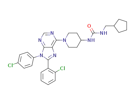 3-{1-[8-(2-chlorophenyl)-9-(4-chlorophenyl)-9H-purin-6-yl]-piperidin-4-yl}-1-(cyclopentylmethyl)urea