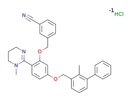 3-[[2-(1-methyl-5,6-dihydro-4H-pyrimidin-2-yl)-5-((2-methyl-3-phenylphenyl)methoxy)phenoxy]methyl]benzonitrile hydrochloride