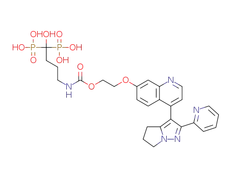 (1-hydroxy-4-(((2-((4-(2-(pyridin-2-yl)-5,6-dihydro-4H-pyrrolo[1,2-b]pyrazol-3-yl)quinolin-7-yl)oxy)ethoxy)carbonyl)amino)butane-1,1-diyl)bis(phosphonic acid)