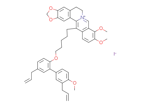 13-(5-((3′,5-diallyl-4′-methoxy-[1,1′-biphenyl]-2-yl)oxy)pentyl)-9,10-dimethoxy-5,6-dihydro-[1,3]dioxolo[4,5-g]isoquinolino[3,2-a]-isoquinolin-7-ium iodide