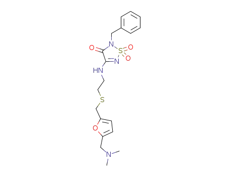 2-benzyl-4-<2-<5-(dimethylaminomethyl)furfurylthio>-ethylamino>-2,3-dihydro-3-oxo-1,2,5-thiadiazole 1,1,-dioxide