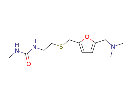 Molecular Structure of 66357-07-1 (Urea,
N-[2-[[[5-[(dimethylamino)methyl]-2-furanyl]methyl]thio]ethyl]-N'-methyl-)
