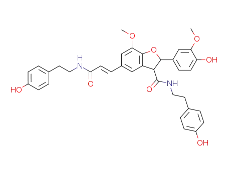 2-(4-hydroxy-3-methoxyphenyl)-N-[2-(4-hydroxyphenyl)ethyl]-5-[(E)-3-[2-(4-hydroxyphenyl)ethylamino]-3-oxoprop-1-enyl]-7-methoxy-2,3-dihydro-1-benzofuran-3-carboxamide