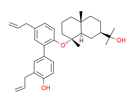 Molecular Structure of 133056-10-7 (2-Naphthalenemethanol,decahydro-8-[(4'-hydroxy-3',5-di-2-propen-1-yl[1,1'-biphenyl]-2-yl)oxy]-a,a,4a,8-tetramethyl-, (2R,4aR,8R,8aR)-)