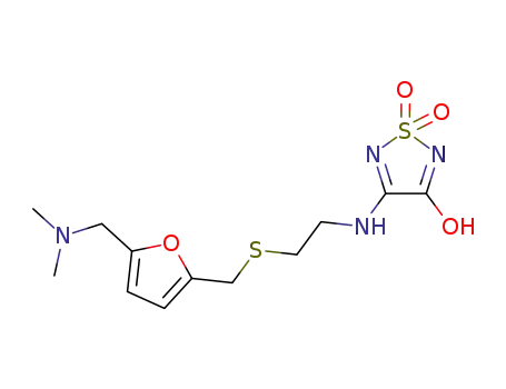 4-<2-<5-(dimethylaminomethyl)furfurylthio>ethylamino>-2,3-dihydro-3-oxo-1,2,5-thiadiazole 1,1-dioxide
